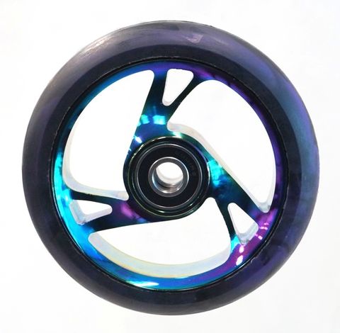 BICYCLE PARTS - SCOOTER WHEEL, ALLOY CORE, 125MM DIAMETER. 30MM WIDE. INCL ABEC - 9 BEARING. SUIT 12MM AXLE, METAL HEAT CORE
