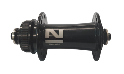 BICYCLE PARTS - HUB NOVATEC BRAND – FRONT - Q/R (100MM OLD) - CENTERLOCK DISC - 32H - SEALED BEARINGS – BLACK - W/NOVATEC LOGO