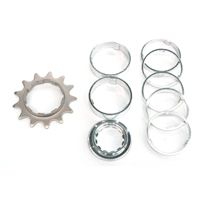 BICYCLE PARTS - CONVERSION KIT - SINGLE SPEED, FLANGED CR - MO DRIVE RING, 13T LOCK RING & ALLOY SPACERS (7 SPACERS + LOCKRING)