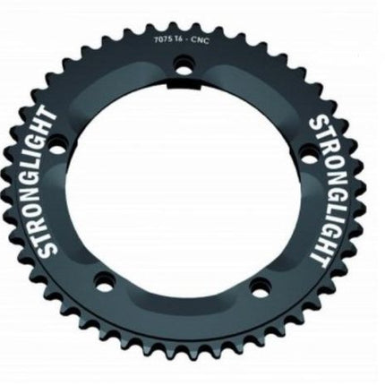 BICYCLE PARTS - CHAINRING - TRACK STRONGLIGHT , 46T, 7075 CNC BLACK - 144MM BCD, 5 HOLE FOR TRACK 1/2 X 1/8 SPD
