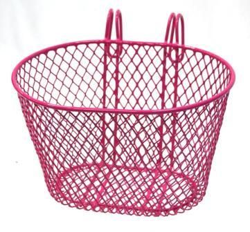 BICYCLE PARTS - BASKET KIDS 'HOOK ON TYPE' STEEL WIRE MESH 24 X 18 X 15 PINK