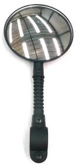 BICYCLE PARTS - MIRROR CONVEX 75MM, BLACK FLEXI ARM, CLAMP ONTO HANDLEBAR