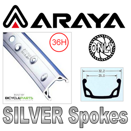Araya 26 Inch 7x 36h Silver Rim Wheelset With Joytech Black Hub, 8/10 Speed Q/r 135mm Disc Compatible For Mountain Bikes