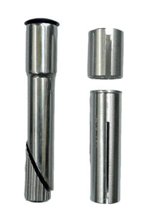 Aluminum Quill To Ahead Stem Converter Adaptor With Shims - Fits 22.2mm & 25.4mm Quill, 1 1/8in Ahead Stem - Silver