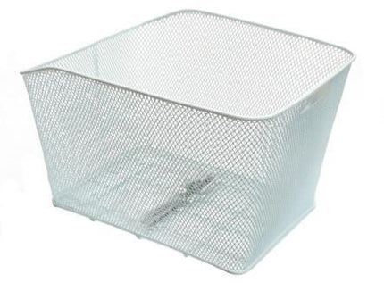 BICYCLE PARTS - BASKET - REAR, FIXED WITH FITTINGS, WHITE, 41CM X 33CM X 25CM