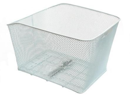 BICYCLE PARTS - BASKET - REAR, FIXED WITH FITTINGS, WHITE, 41CM X 33CM X 25CM