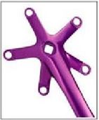 BICYCLE PARTS - CRANK SET 170MM CRANK, 130 BCD, USES 103MM BB, LEFT & RIGHT, SINGLE SPEED, ALLOY PURPLE