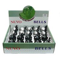 BICYCLE PARTS - BELLS - DISPLAY BOX OF 20, ALLOY BELL FOR 31.8MM OVERSIZE HANDLEBARS. , INCLUDES DISPLAY BOX, 10 BLACK BELLS AND 10 CHROME PLATED BELLS