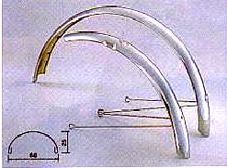 BICYCLE PARTS - MUDGUARD SET 26, FRONT & REAR, S/STEEL, 60MM WITH ROUND PROFILE