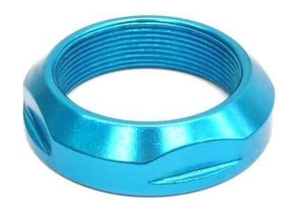 BICYCLE PARTS - ADD SOME BLING LOCK NUT, BLUE, OD1 1/8 ID 25.4 DIA, ALLOY