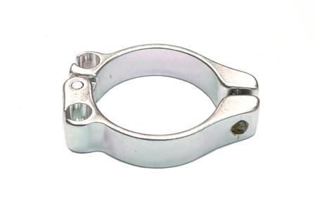BICYCLE PARTS - CABLE STOP CLAMP - 31.8MM DIA, SILVER