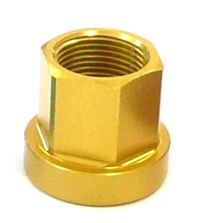BICYCLE PARTS - ALLOY HUB AXLE NUT - M14, FLANGE TYPE, GOLD