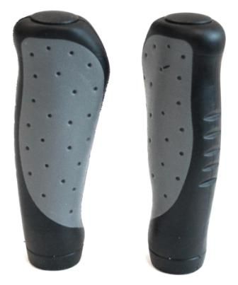BICYCLE PARTS - GRIPS, ANATOMICAL SHAPE, RUBBER COMPOUND, BLACK/GREY, 130MM, TOUR - SERIES