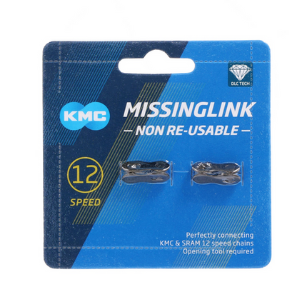 KMC 12 Speed Chain Connector Link - Non Reusable, Silver, Card Of 2 - Bicycle Chain Repair Tool