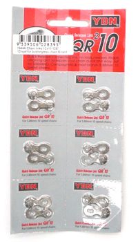 BICYCLE PARTS - CHAIN CONNECTOR - MISSING LINKS, 10 SPEED, 5.88MM, SILVER (6 PER CARD)