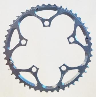 BICYCLE PARTS - CHAIN RING, 48T X 110 BCD FOR 9/10 SPEED, 7075 CNC ALLOY, SILVER, W/RAMPS + PINS