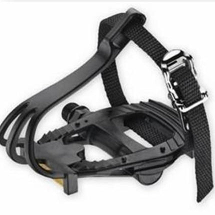 BICYCLE PARTS - PEDALS, BLACK, 9/16 AXLE, P.P, INC TOE CLIP & STRAPS