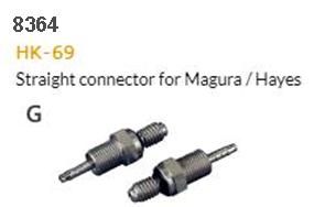 BICYCLE PARTS - HYDRAULIC HOSE FITTING - G - HK - 69, STRAIGHT CONNECTOR FOR MAGURA, HAYES, M8 X 34.5L, STAINLESS (10 PACK)