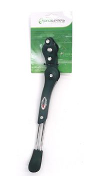 BICYCLE PARTS - KICKSTAND 24 - 28 ADJUSTABLE, CHAIN STAY MOUNT, ALLOY BLACK/SILVER, HEAVY DUTY