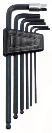 Allen Wrench Set 8 Piece Hex Key Tool Kit With Ball End For Bike Repair And General Maintenance, Black Metal Alloy, Sizes 2-8mm