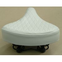 BICYCLE PARTS - SADDLE LADIES RETRO, 250MM X 190MM, VINYL QUILTED TOP, DUAL COIL SPRINGS, WHITE