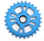 BICYCLE PARTS - CHAIN RING - DEFIANT, 24MM HOLE WITH TWO ADAPTORS TO CREATE 19MM OR 22MM HOLE, 28T, BLUE