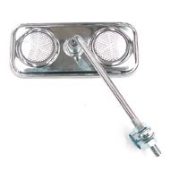 BICYCLE PARTS - MIRROR W/WHITE REFLECTORS, ARM LENGTH 140MM, 6MM THREAD