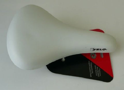 BICYCLE PARTS - BMX SADDLE WHITE 16 - 20 VINYL (220 X 145), QUALITY VELO MANUFACTURED PRODUCT
