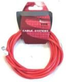 BICYCLE PARTS - BRAKE CABLE RED, UNIVERSAL, 70 X 75 W/CGX LINER, 1.6MM, GALV STEEL, 7X6+6X10NIPPLES