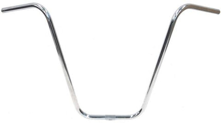 BICYCLE PARTS - HANDLEBAR 22.2MM, 66CM WIDE, 381MM RISE, HI - RISE, STEEL CP SILVER (ALSO AVAILABLE ITEM 2604 22.2 - 25.4 SLEEVE)