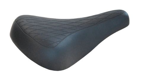 BICYCLE PARTS - SADDLE RETRO RACING, 281MM X 165MM, VINYL QUILTED TOP, BLACK