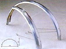 BICYCLE PARTS - MUDGUARD 700C, ALLOY, BRUSHED SILVER 49MM WIDE FULL LENGTH .