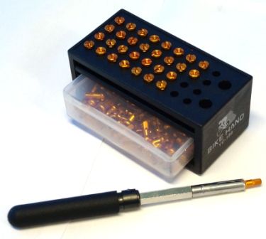 BICYCLE PARTS - NIPPLE TOOL KIT, INC NIPPLE DRIVER, ORGANISING BLOCK AND STORAGE DRAW