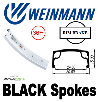 Weinmann AS7X 16-inch Silver Aluminum Rim Wheelset With Joytech Silver Hub And Black Spokes For Cycling - Front 3/8 Nutted 100mm OLD