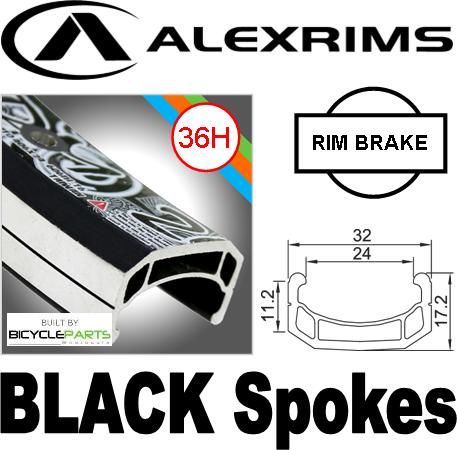 Alex Rims Alexrims 26 Inch Aluminum Alloy Bicycle Wheel With Black Rim, 36H, Front Hub Silver, Black Spokes For Cycling
