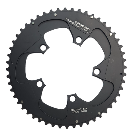 Stronglight 52T Road Chainring For SRAM 11 Speed 110 BCD 5 Hole 7075 CNC Aluminum Black Bicycle Cycling Component