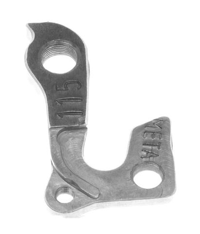 BICYCLE PARTS - META CNC DERAILLEUR HANGER - MODEL 115, MATERIAL 6061 T651 AVIATION ALUMINIUM, CNC MACHINED, SILVER