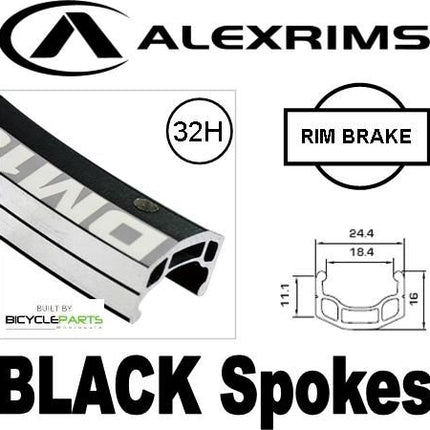 BICYCLE PARTS - WHEEL - 700C ALEX DM18 D/W 32H A/V EYELETTED M/E BLACK RIM, 7 SPEED Q/R (130MM OLD) LOOSE BALL JOYTECH BLACK HUB, MACH1 BLACK SPOKES