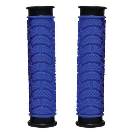 BICYCLE PARTS - GRIPS - DUAL DENSITY MTB GRIPS, CLOSSED END. 130MM BLUE - OXFORD PRODUCT