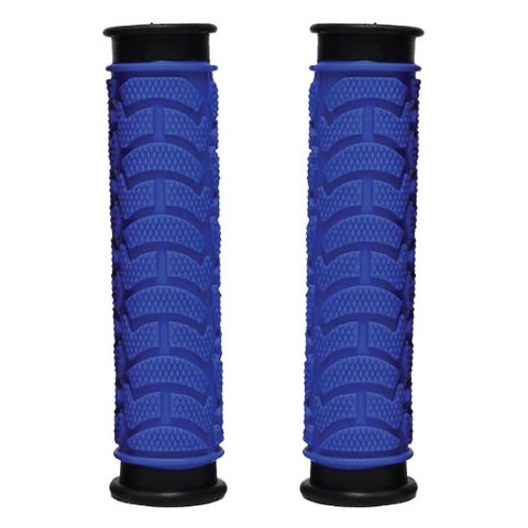 BICYCLE PARTS - GRIPS - DUAL DENSITY MTB GRIPS, CLOSSED END. 130MM BLUE - OXFORD PRODUCT