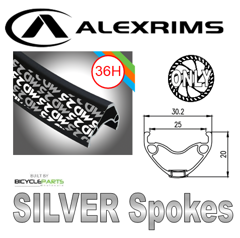 Alex Rims 26 Inch Alex MD25 Bicycle Wheelset Black Rim Silver Spokes 1 Speed Cassette Disc Hub