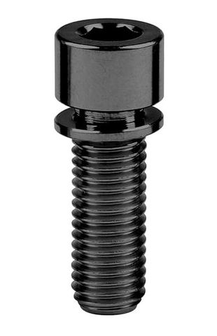 BICYCLE PARTS - TITANIUM STEM BOLT - M6 X 25MM, BLACK, GR 5 BOLT, W/WASHER, STANDARD ALLEN KEY HEAD (SOLD INDIVIDUALLY)