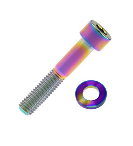 BICYCLE PARTS - TITANIUM BOLT - M7 X 45MM, RAINBOW, GR 5 BOLT, W/WASHER, STANDARD ALLEN KEY HEAD (SOLD INDIVIDUALLY)