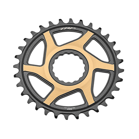 BICYCLE PARTS - TRP CHAINRING CR - M9050, 12 SPEED 32T BOOST 3MM OFFSET CHAINRING CINCH INTERFACE, DUOTONE (SANDBLASTED BLACK / GOLD)