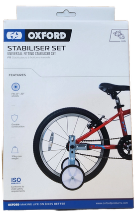 BICYCLE PARTS - TRAINING WHEELS - 12 - 20 WHEELS, 30KG WEIGHT LIMIT - OXFORD PRODUCT