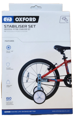 BICYCLE PARTS - TRAINING WHEELS - 12 - 20 WHEELS, 30KG WEIGHT LIMIT - OXFORD PRODUCT