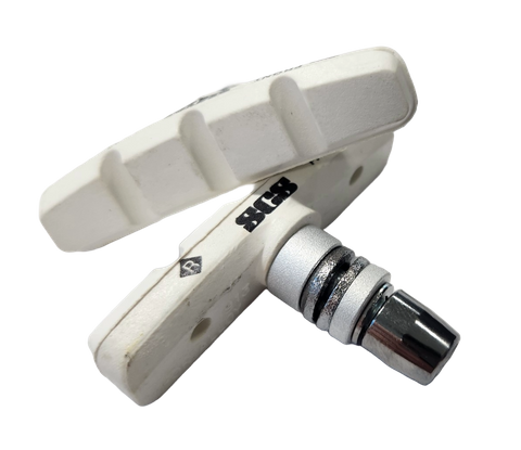 BICYCLE PARTS - BRAKE SHOES - WHITE PADS - 60MM FOR V BRAKE SHOES, (SOLD IN PAIRS)