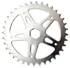 BICYCLE PARTS - CHAIN RING 1/2 X 1/8 X 36T, FOR OPC 16 BIKES, WITH 21MM HEXAGON HOLE TO FIT SMALL BB, STEEL, SILVER