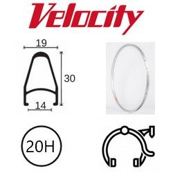 BICYCLE PARTS - RIM 700C X 14MM - VELOCITY DEEP V - 20H - (622 X 14) - PRESTA VALVE - RIM BRAKE - D/W - SILVER (ANODISED) - MSW