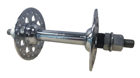 BICYCLE PARTS - HUB FRONT, NUTTED, CHROME STEEL, 36H, RETRO HIGH FLANGE (5/16 AXLE @ 100MM OLD)